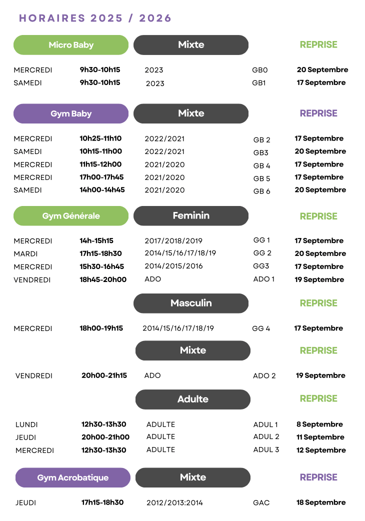 Horaires 2025 2026
