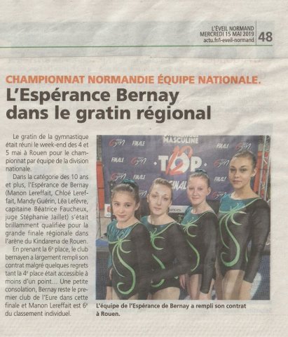 2019 Championnat par équipe au Kindarena de Rouen 4 et 5 mai